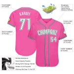 Personalized Pink White-Kelly Green Authentic Baseball Jersey Team Custom Name and Number