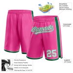 Personalized Pink White-Kelly Green Authentic Basketball Shorts Team Custom Name and Number