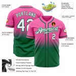 Personalized Pink White-Kelly Green Authentic Fade Fashion Baseball Jersey Team Custom Name and Number