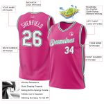 Personalized Pink White-Kelly Green Authentic Throwback Basketball Jersey