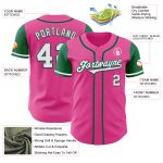 Personalized Pink White-Kelly Green Authentic Two Tone Baseball Jersey Team Custom Name and Number