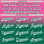 Personalized Pink White-Kelly Green Bomber Full-Snap Varsity Letterman Fade Fashion Jacket Team Custom Name and Number
