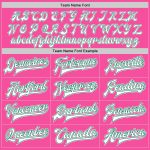 Personalized Pink White-Kelly Green Bomber Full-Snap Varsity Letterman Jacket Team Custom Name and Number