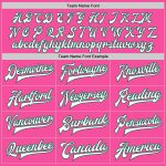 Personalized Pink White-Kelly Green Bomber Full-Snap Varsity Letterman Two Tone Jacket Team Custom Name and Number