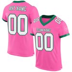 Personalized Pink White-Kelly Green Mesh Authentic Football Jersey