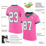 Personalized Pink White-Kelly Green Mesh Authentic Football Jersey