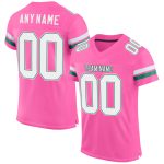 Personalized Pink White-Kelly Green Mesh Authentic Football Jersey Team Custom Name and Number