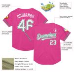 Personalized Pink White-Kelly Green Mesh Authentic Throwback Baseball Jersey Team Custom Name and Number