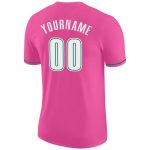 Personalized Pink White-Kelly Green Performance T-Shirt Team Custom Name and Number