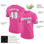 Personalized Pink White-Kelly Green Performance T-Shirt Team Custom Name and Number