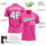 Personalized Pink White-Kelly Green Performance Vapor Golf Polo Shirt Team Custom Name and Number