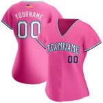 Personalized Pink White-Light Blue Authentic American Flag Fashion Baseball Jersey Team Custom Name and Number