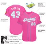 Personalized Pink White-Light Blue Authentic Baseball Jersey