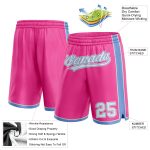 Personalized Pink White-Light Blue Authentic Basketball Shorts Team Custom Name and Number