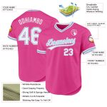 Personalized Pink White-Light Blue Authentic Throwback Baseball Jersey Team Custom Name and Number