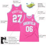 Personalized Pink White-Light Blue Authentic Throwback Basketball Jersey
