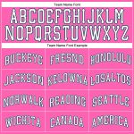 Personalized Pink White-Light Blue Authentic Throwback Basketball Jersey Team Custom Name and Number