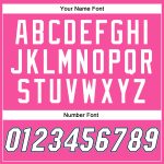 Personalized Pink White Light Blue-Black Bomber Full-Snap Varsity Letterman Split Fashion Jacket Team Custom Name and Number