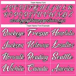 Personalized Pink White Light Blue-Black Bomber Full-Snap Varsity Letterman Split Fashion Jacket Team Custom Name and Number