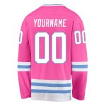 Personalized Pink White-Light Blue Hockey Jersey Team Custom Name and Number
