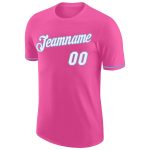 Personalized Pink White-Light Blue Performance T-Shirt