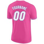 Personalized Pink White-Light Blue Performance T-Shirt