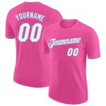 Personalized Pink White-Light Blue Performance T-Shirt