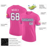Personalized Pink White-Light Blue Performance T-Shirt Team Custom Name and Number