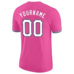 Personalized Pink White-Light Blue Performance T-Shirt Team Custom Name and Number