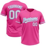 Personalized Pink White-Light Blue Two-Button Unisex Softball Jersey Team Custom Name and Number