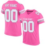 Personalized Pink White-Light Gray Mesh Authentic Football Jersey Team Custom Name and Number