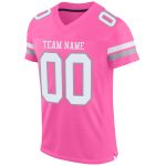 Personalized Pink White-Light Gray Mesh Authentic Football Jersey Team Custom Name and Number