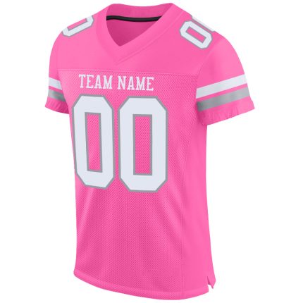 Personalized Pink White-Light Gray Mesh Authentic Football Jersey Team Custom Name and Number