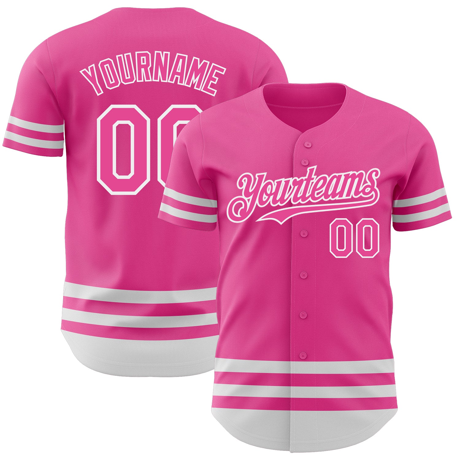 Personalized Pink White Line Authentic Baseball Jersey Team Custom Name and Number