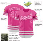 Personalized Pink White Line Authentic Baseball Jersey Team Custom Name and Number