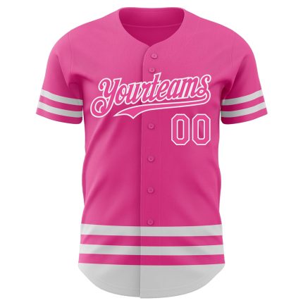 Personalized Pink White Line Authentic Baseball Jersey Team Custom Name and Number