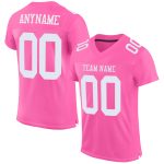 Personalized Pink White Mesh Authentic Football Jersey