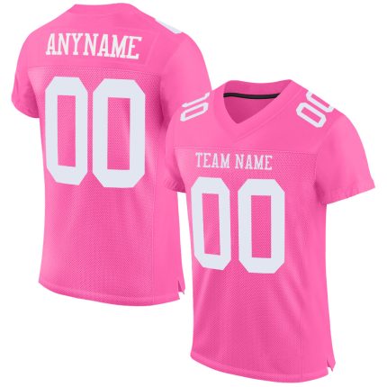Personalized Pink White Mesh Authentic Football Jersey