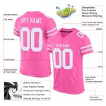 Personalized Pink White Mesh Authentic Football Jersey Team Custom Name and Number