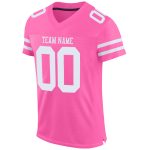 Personalized Pink White Mesh Authentic Football Jersey Team Custom Name and Number