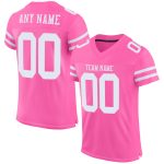 Personalized Pink White Mesh Authentic Football Jersey Team Custom Name and Number