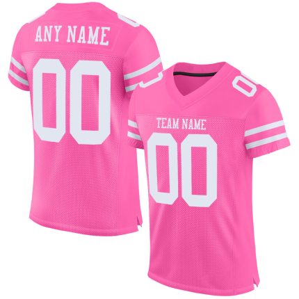 Personalized Pink White Mesh Authentic Football Jersey Team Custom Name and Number