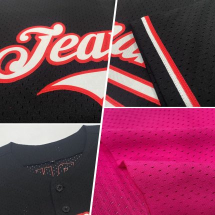 Personalized Pink White Mesh Authentic Throwback Baseball Jersey