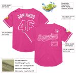 Personalized Pink White Mesh Authentic Throwback Baseball Jersey