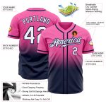 Personalized Pink White-Navy Authentic Fade Fashion Baseball Jersey Team Custom Name and Number