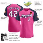 Personalized Pink White-Navy Authentic Raglan Sleeves Baseball Jersey Team Custom Name and Number