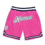 Personalized Pink White-Navy Authentic Throwback Basketball Shorts Team Custom Name and Number