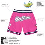 Personalized Pink White-Navy Authentic Throwback Basketball Shorts Team Custom Name and Number