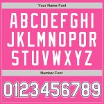 Personalized Pink White-Navy Bomber Full-Snap Varsity Letterman Jacket Team Custom Name and Number