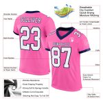 Personalized Pink White-Navy Mesh Authentic Football Jersey Team Custom Name and Number